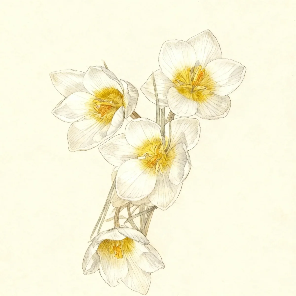 Snow crocus (Crocus chrysanthus 'Snowbunting')