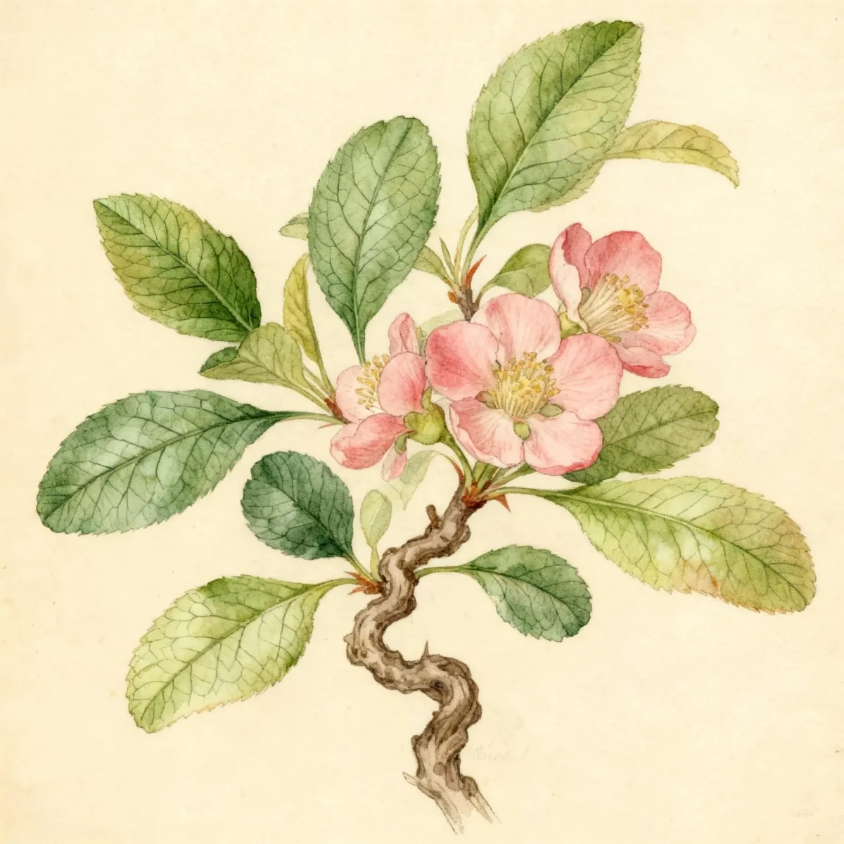 Flowering quince (Chaenomeles speciosa 'Contorta')