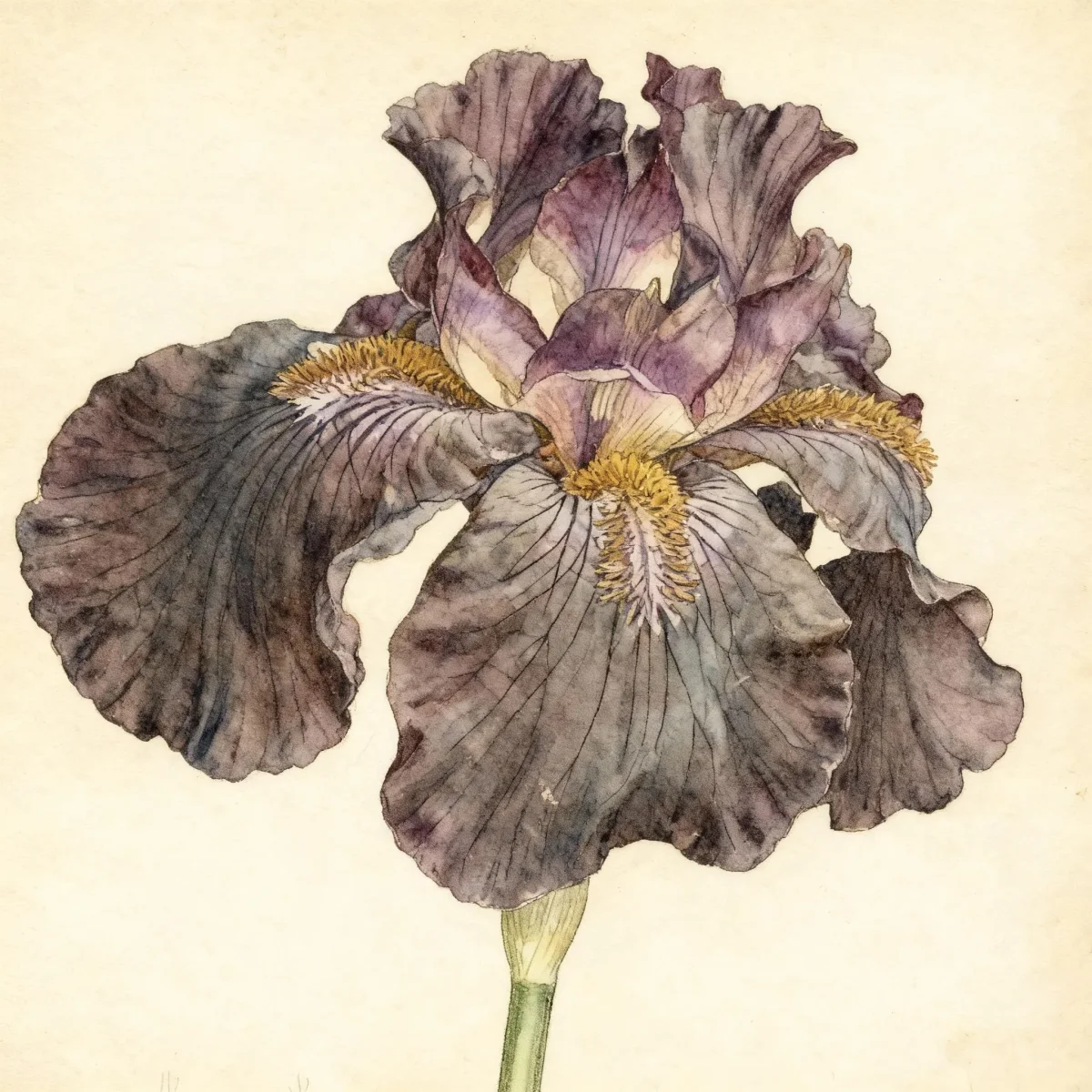 Tall bearded iris (Iris 'Sable Night')