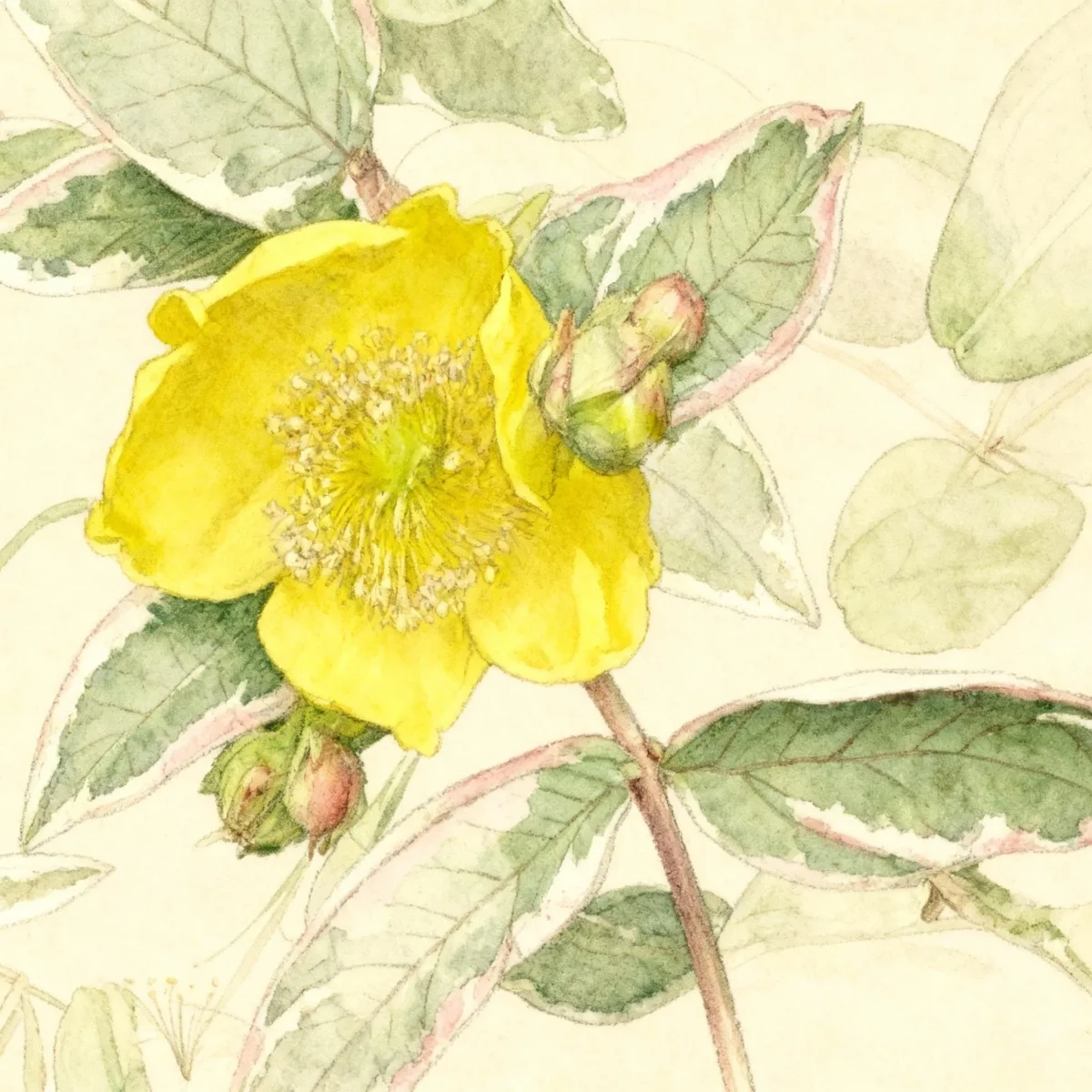 St. John's wort (Hypericum × moserianum 'Tricolor')