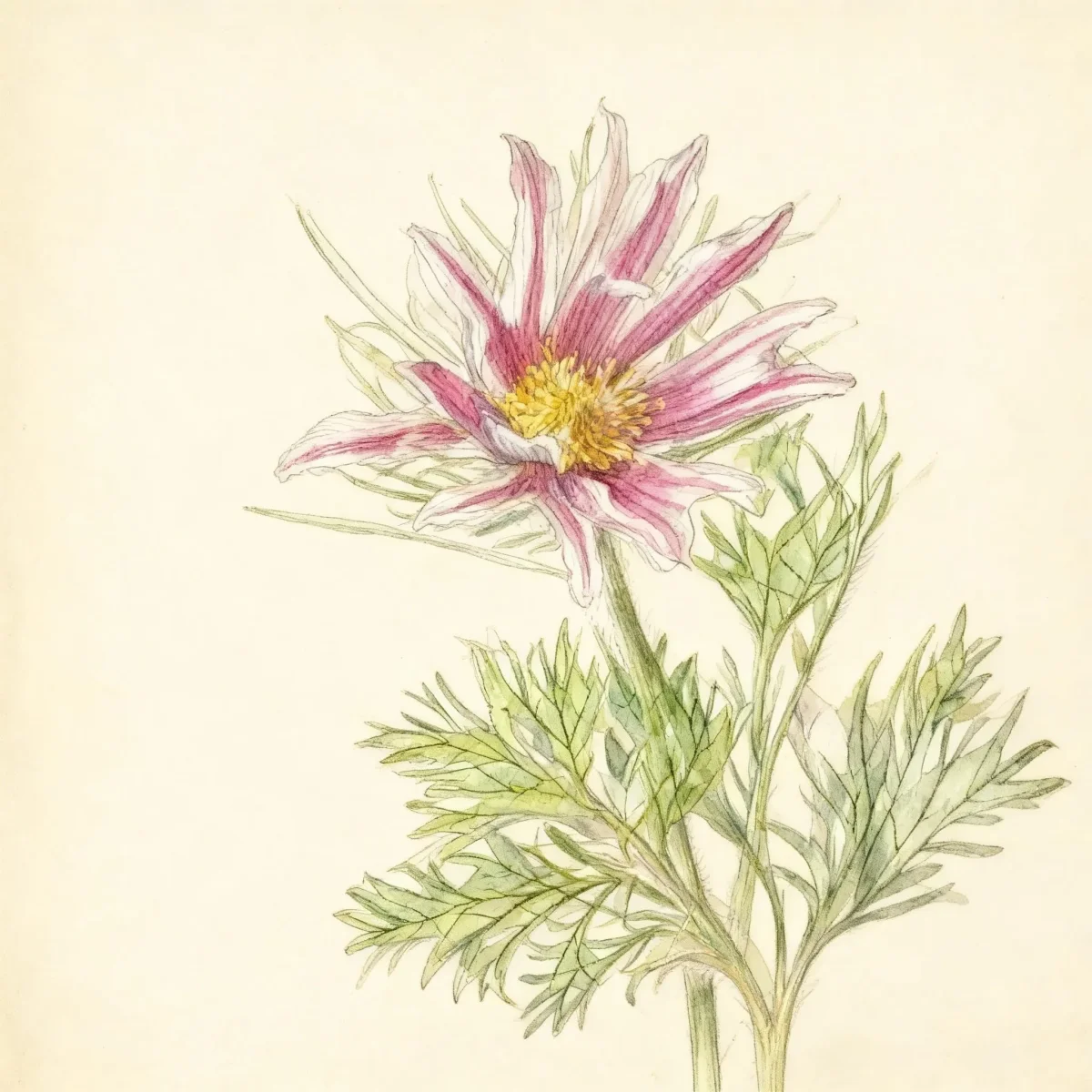 Pasque flower (Pulsatilla vulgaris subsp. grandis 'Papageno')