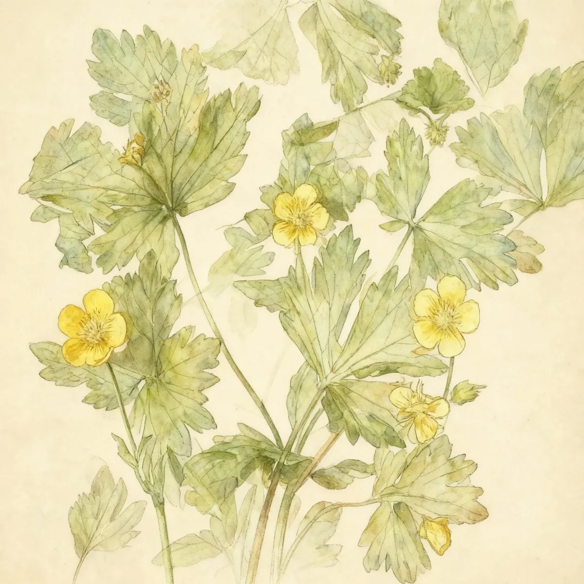 Creeping buttercup (Ranunculus repens 'Buttered Popcorn')