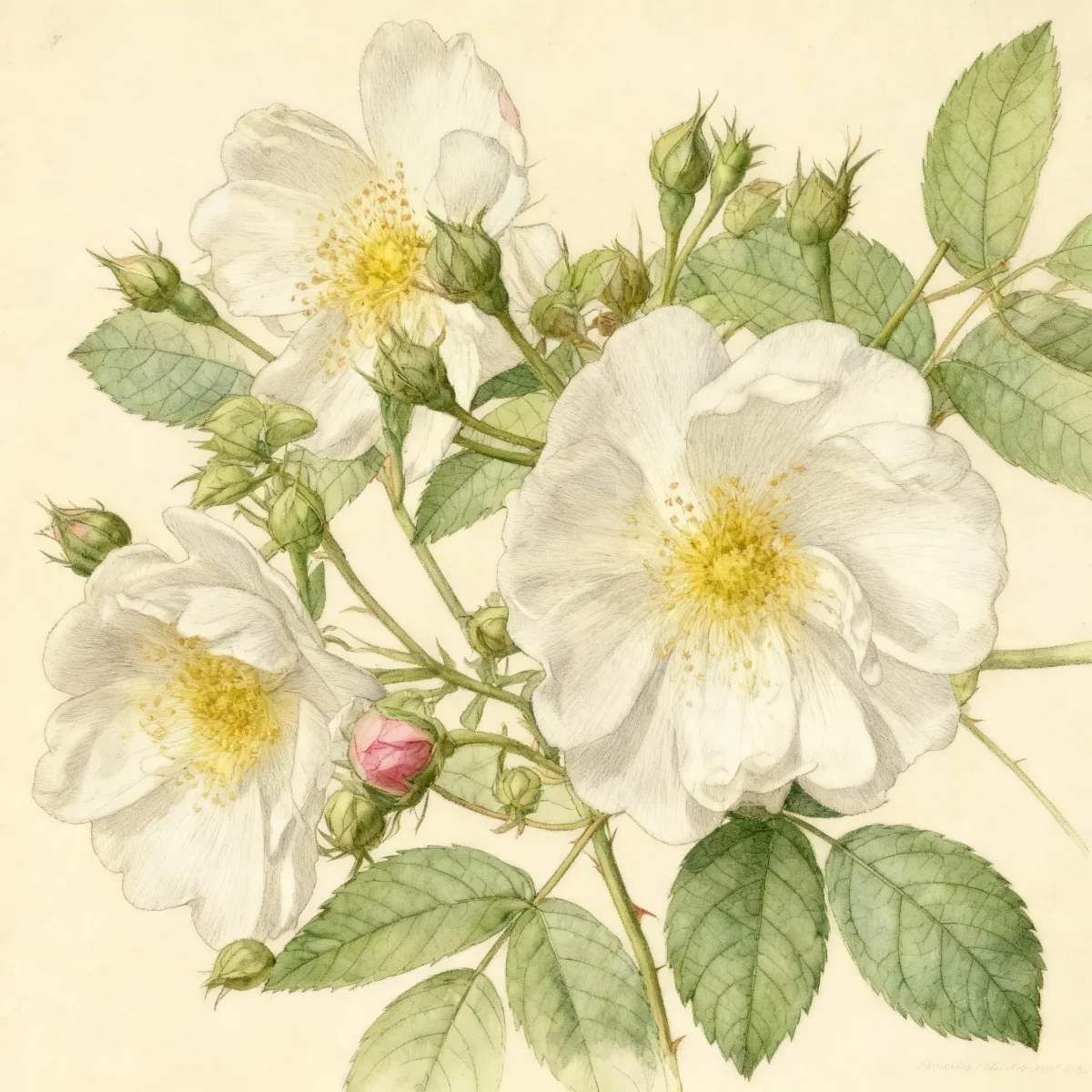 Hybrid wichurana rose (Rosa 'Bobbie James')