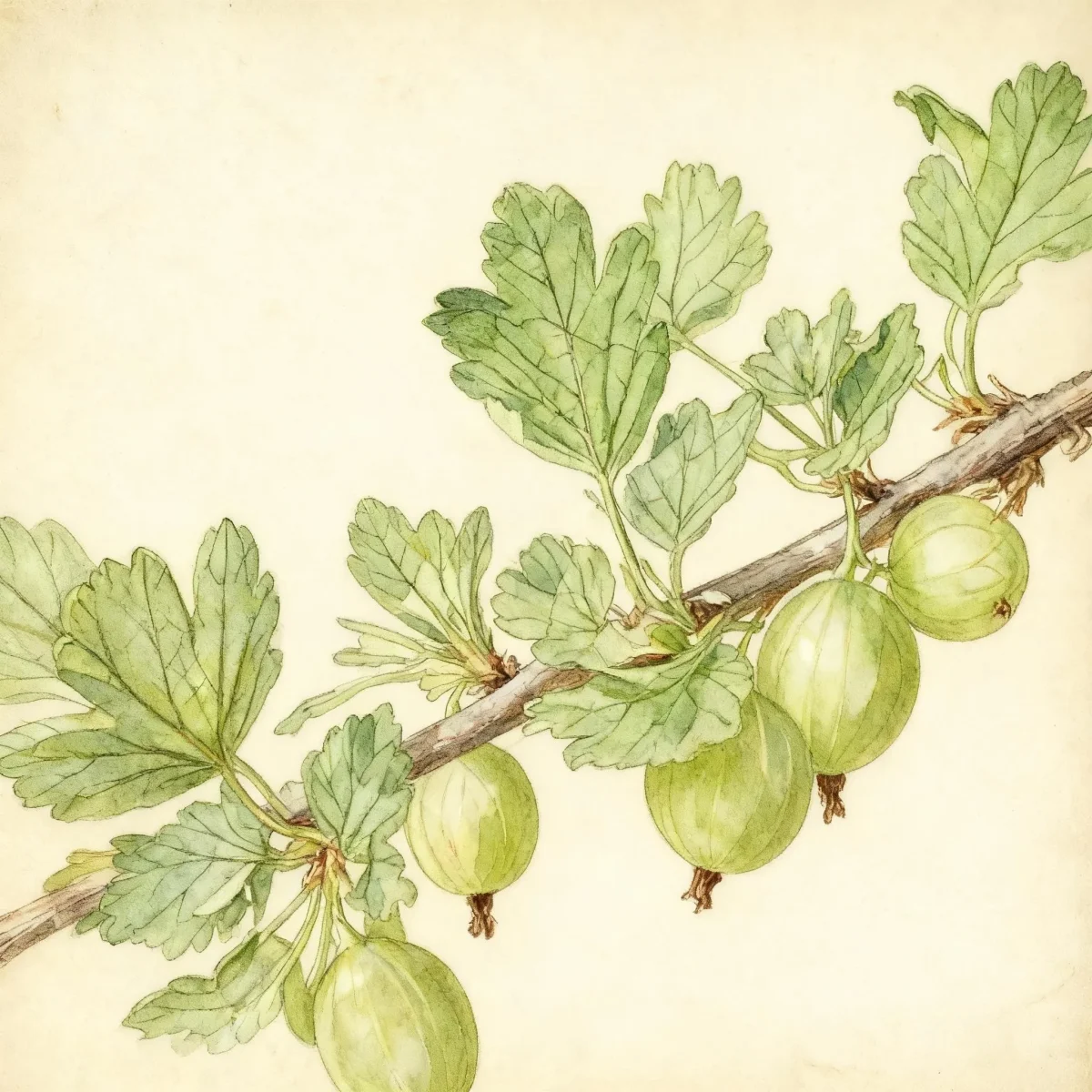 Gooseberry (Ribes uva-crispa var. reclinatum 'Invicta')