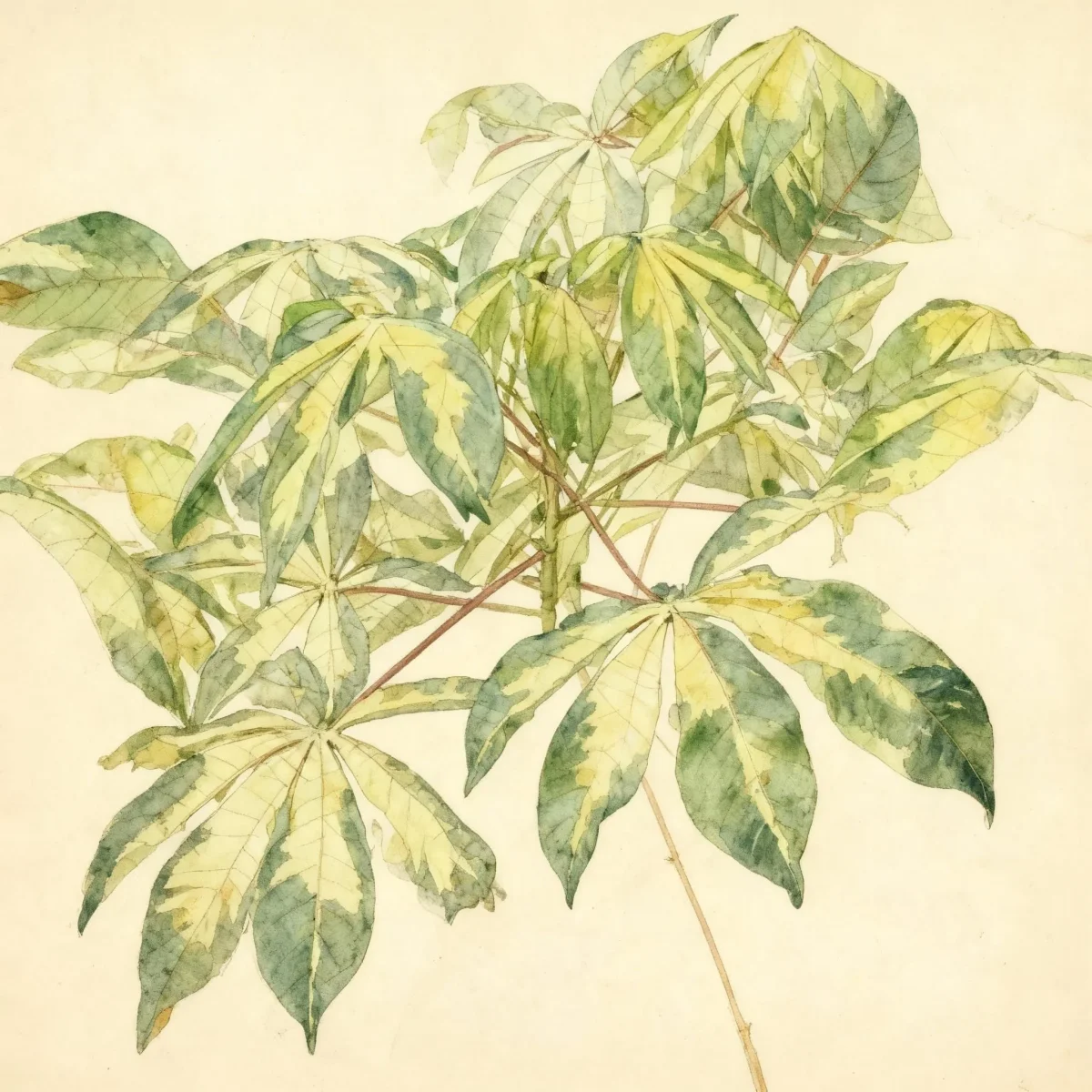 Bitter cassava (Manihot esculenta 'Variegata')