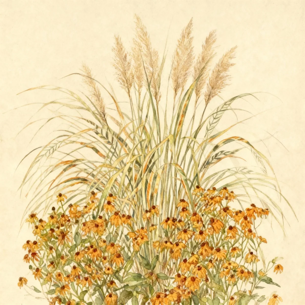 Pampas grass (Cortaderia selloana 'Monrin' SUN STRIPE)