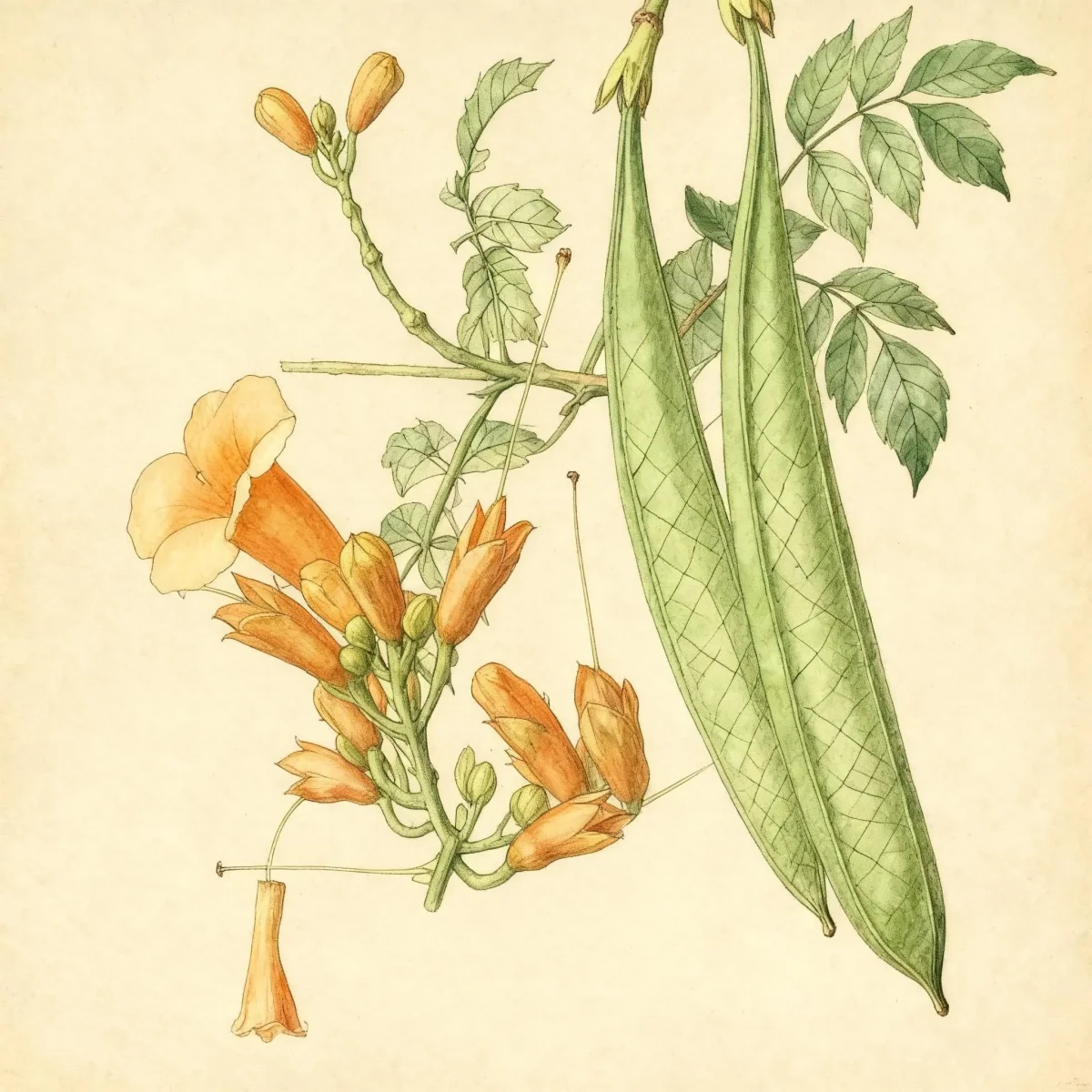 Trumpetcreeper (Campsis radicans 'Apricot')