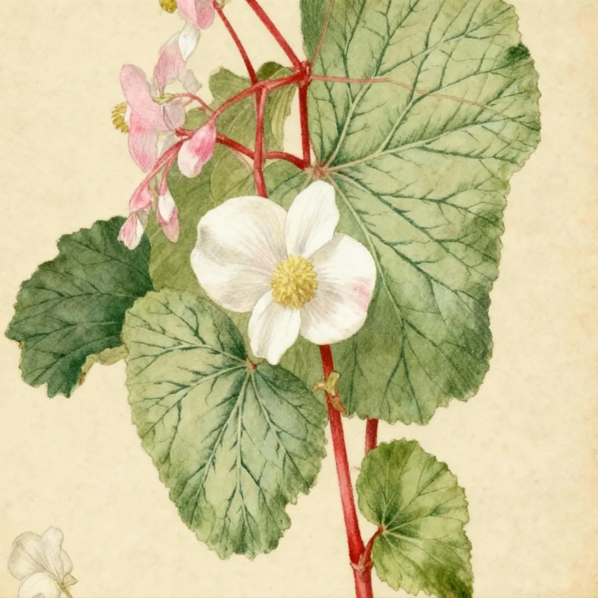 Hardy begonia (Begonia grandis subsp. evansiana 'Alba')