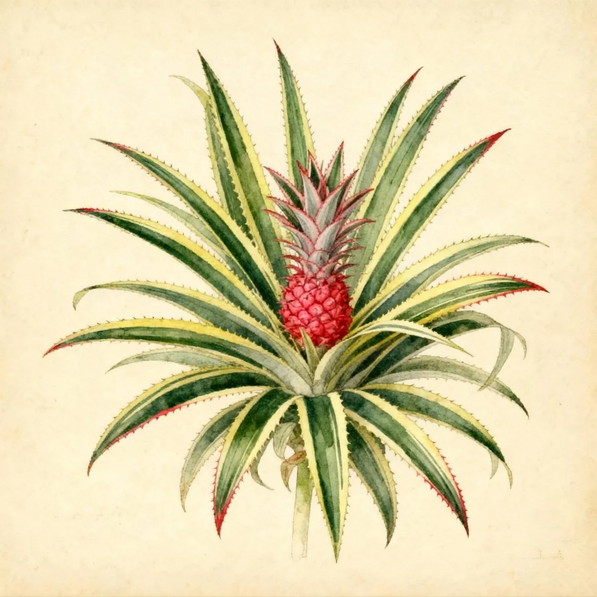 Variegated pineapple (Ananas comosus var. variegatus)
