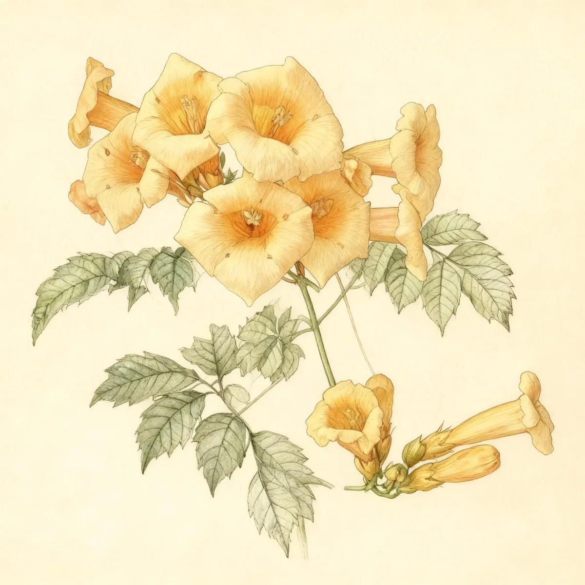 Trumpetcreeper (Campsis radicans f. flava)