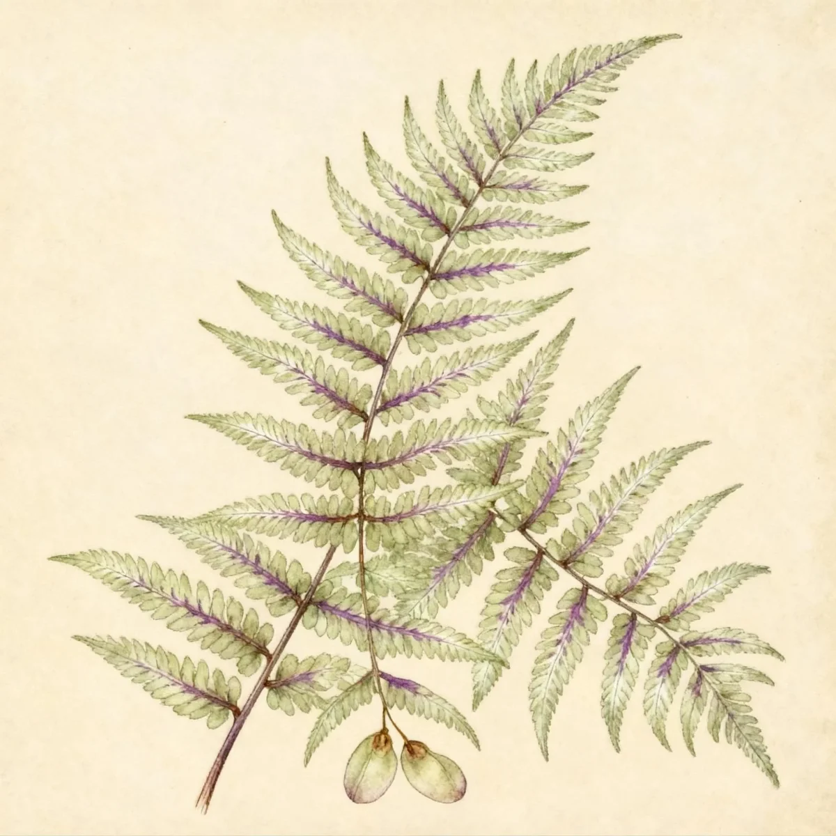 Japanese painted fern (Athyrium 'Silver Slippers')