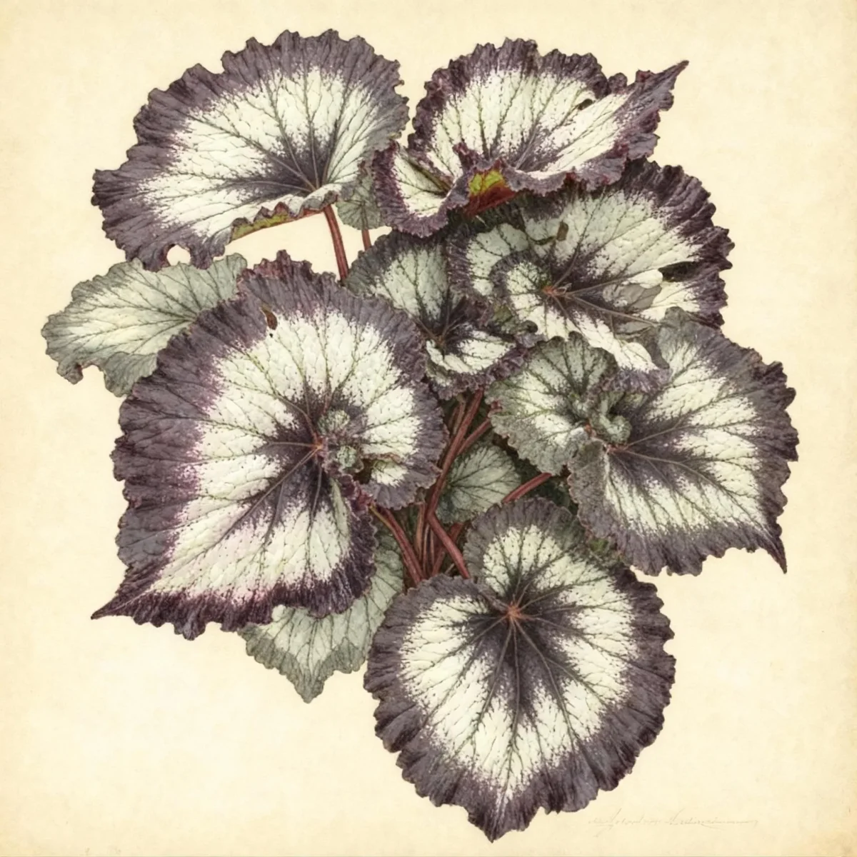 Hybrid tuberous begonia (Begonia × tuberhybrida 'Jurassic Silver Swirl')