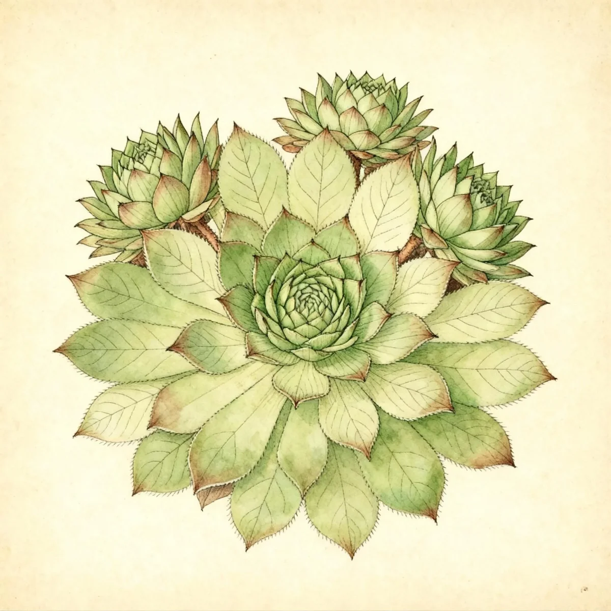 Hens and chicks (Sempervivum 'King George')