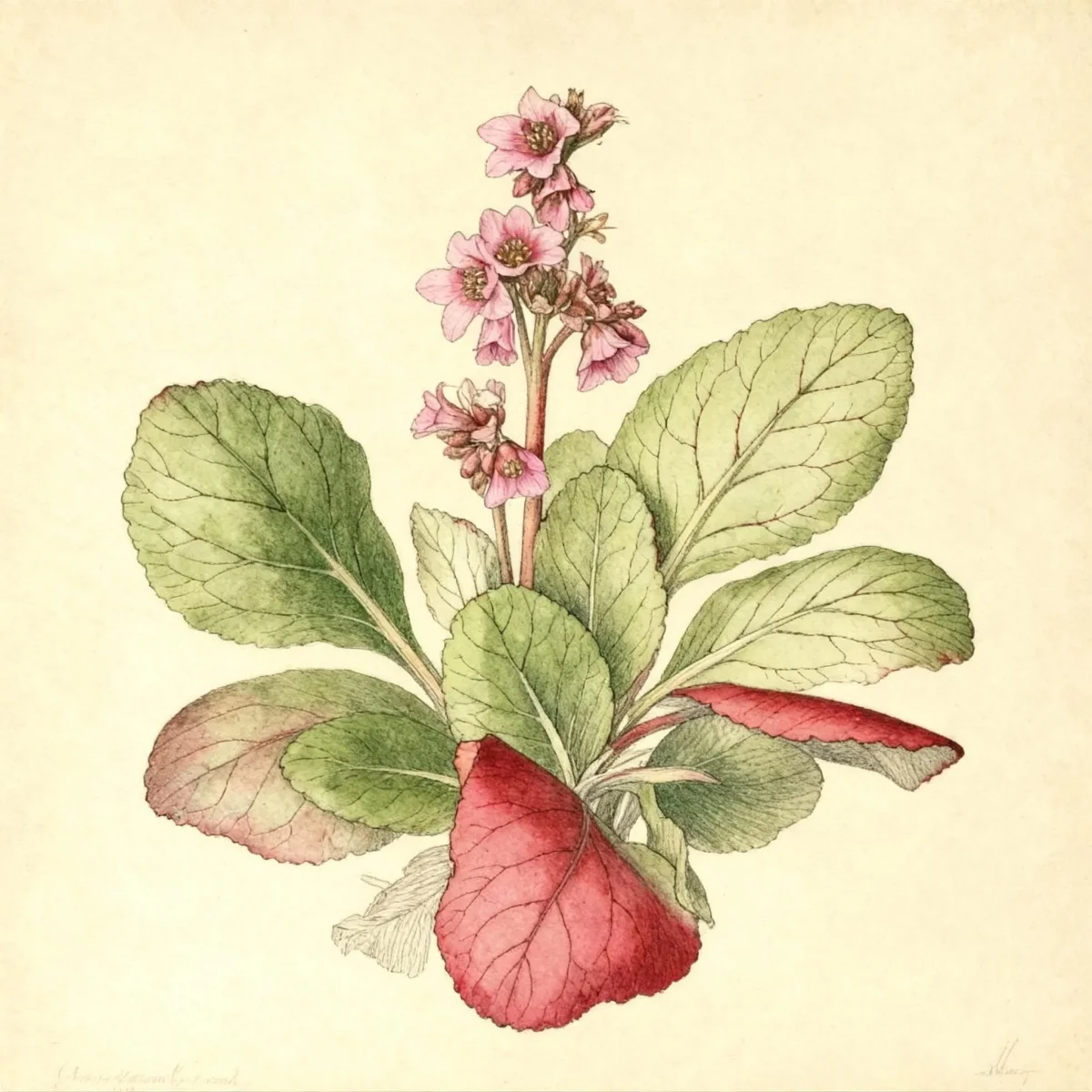 Pigsqueak (Bergenia cordifolia 'Miss Piggy')