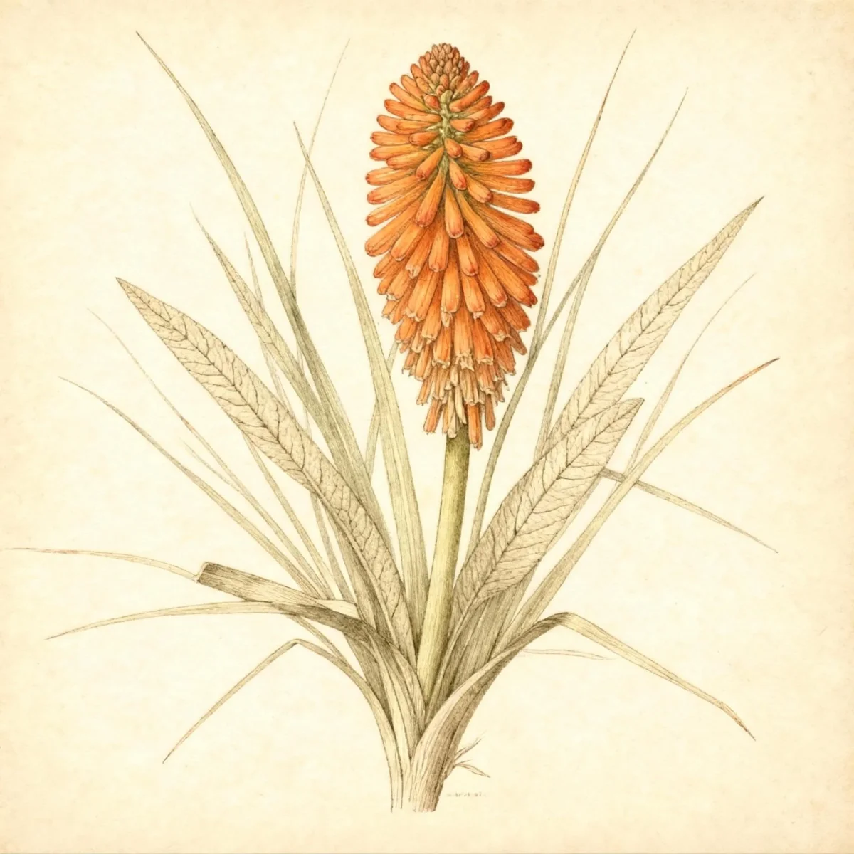 Red-hot poker (Kniphofia 'Orange Blaze')